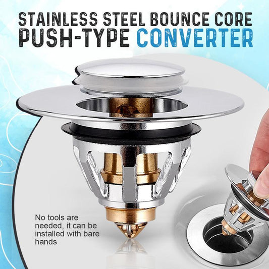 Bounce Core Pop-up Drain Filter Bathroom Stainless Steel