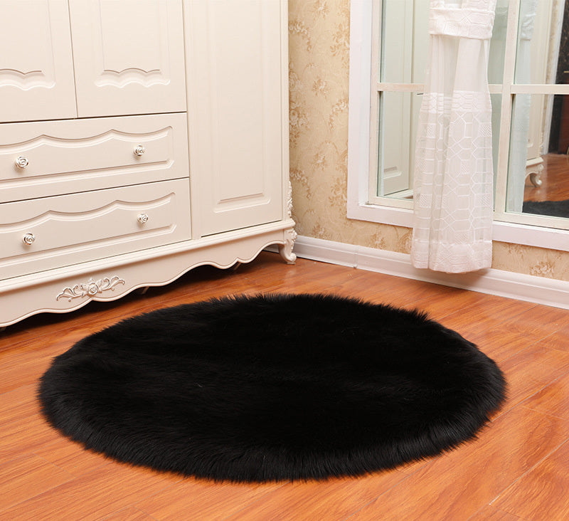 Round Soft Faux Sheepskin Fur Area Rugs for Bedroom