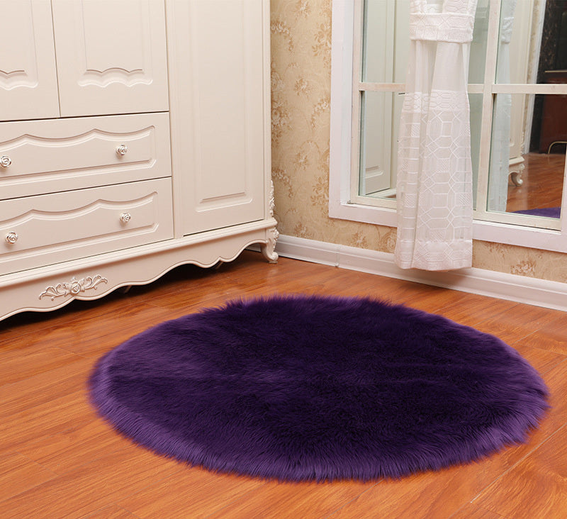 Round Soft Faux Sheepskin Fur Area Rugs for Bedroom