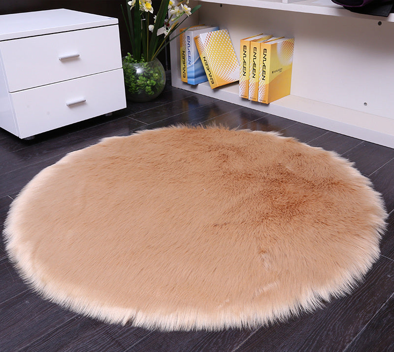 Round Soft Faux Sheepskin Fur Area Rugs for Bedroom