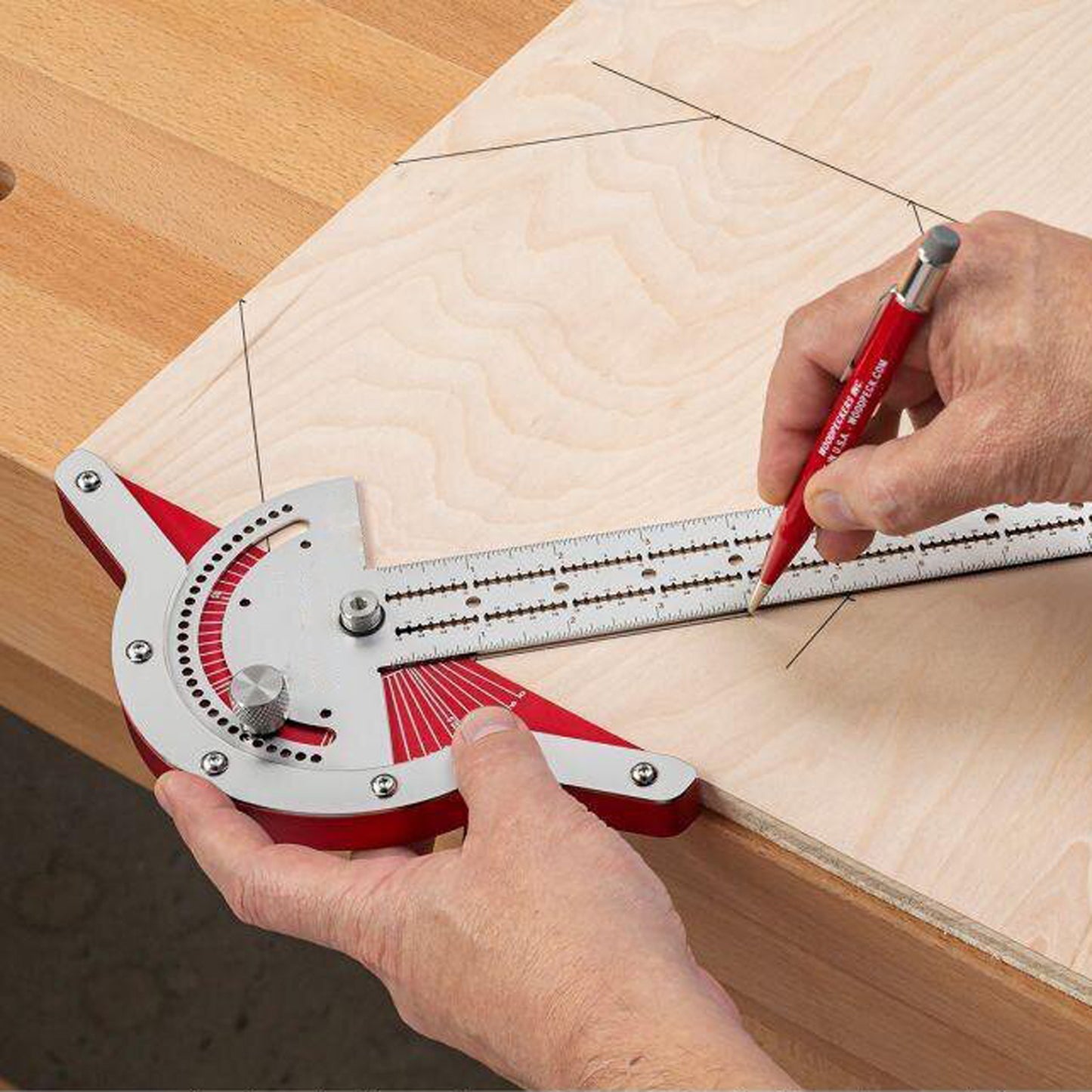 Woodworkers Edge Ruler Protractor Angle Protractor Two Arm