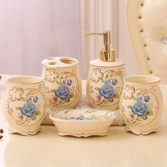 Ceramic Bathroom Kit Five Piece European Bathroom Set