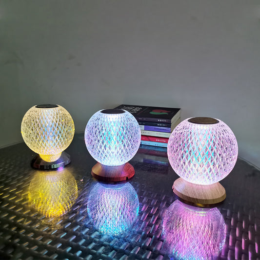 Acrylic Crystal LED Bedside Lamp RGB Touch Switch Desk Lamp