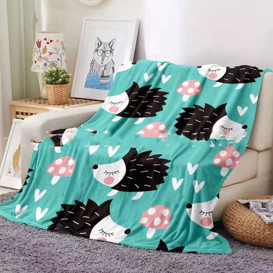 Flannel Blanket Hedgehog Coral Fleece Blanket