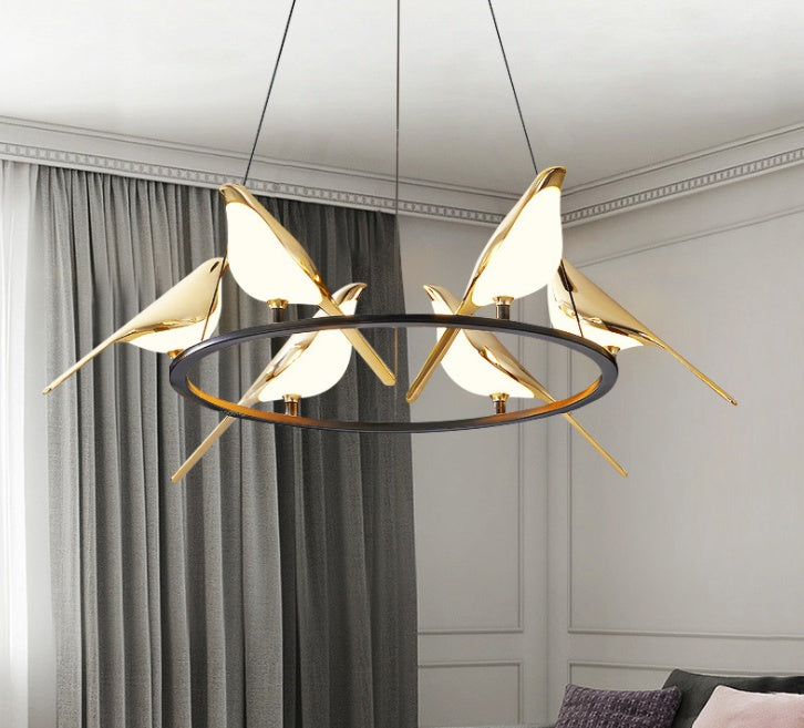 Nordic Minimalist Dining Table Bird Art Chandelier