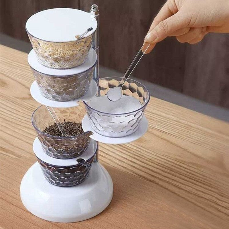 Rotatable Multi-layer Vertical Seasoning Box Jars Home Kitchen