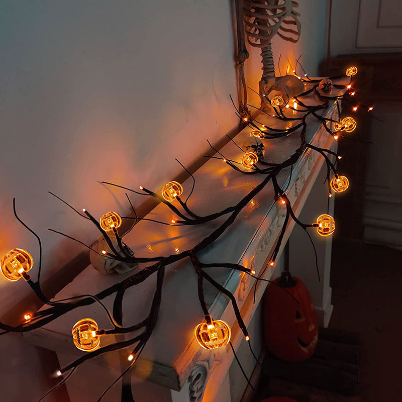 Halloween LED Willow Vine String Light Cool Cartoon Bat Pumpkin