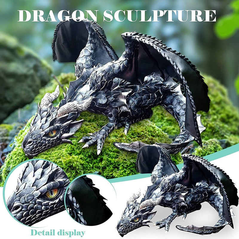 Garden Statue Big Squatting Dragon Sculpture Crafts Ornaments