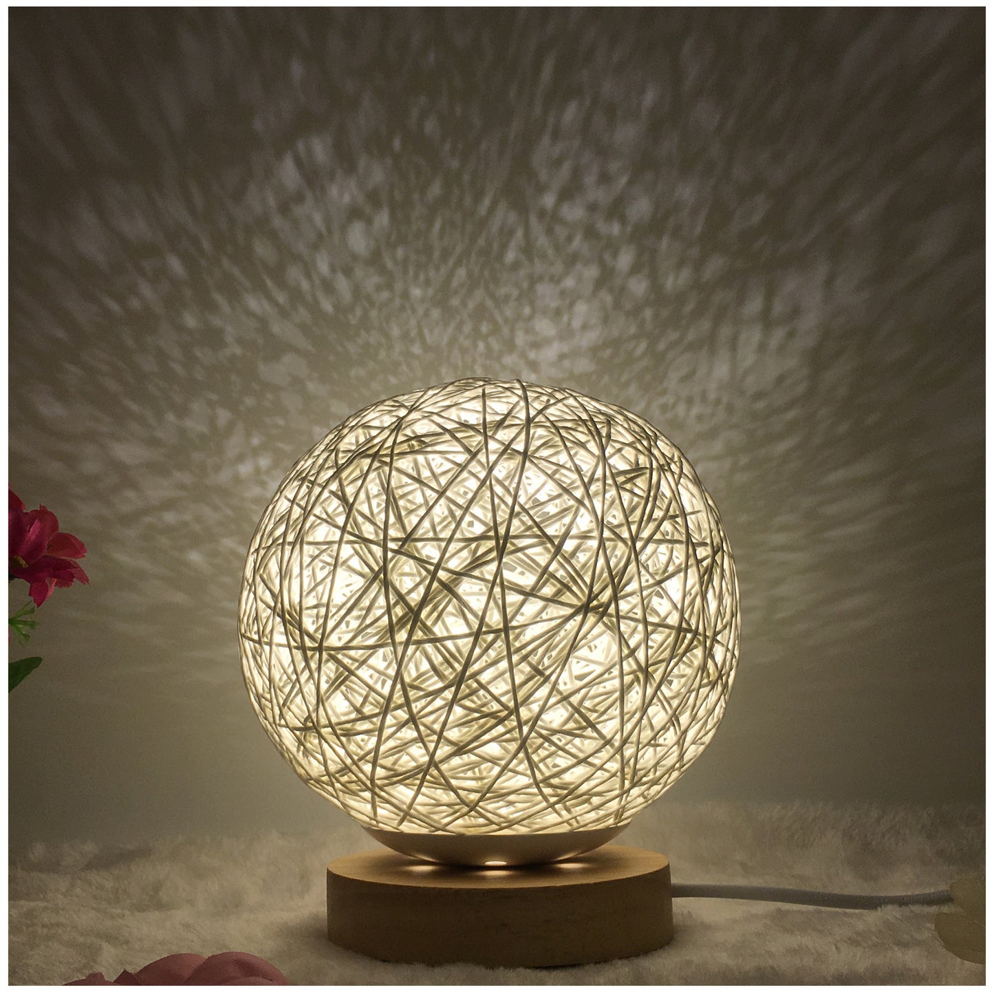 Creative Linen Table Lamp Rattan Ball Lamp