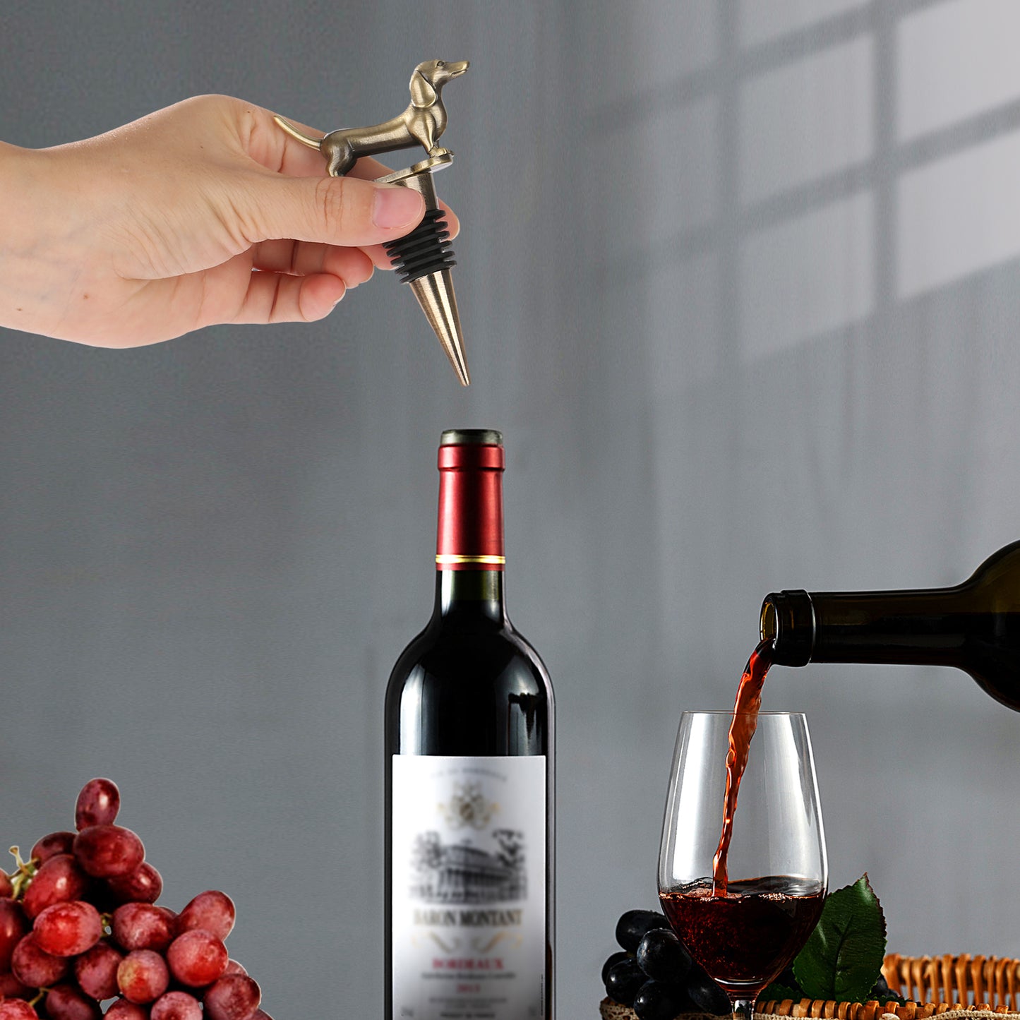A Dachshund-shaped Red Wine Stopper