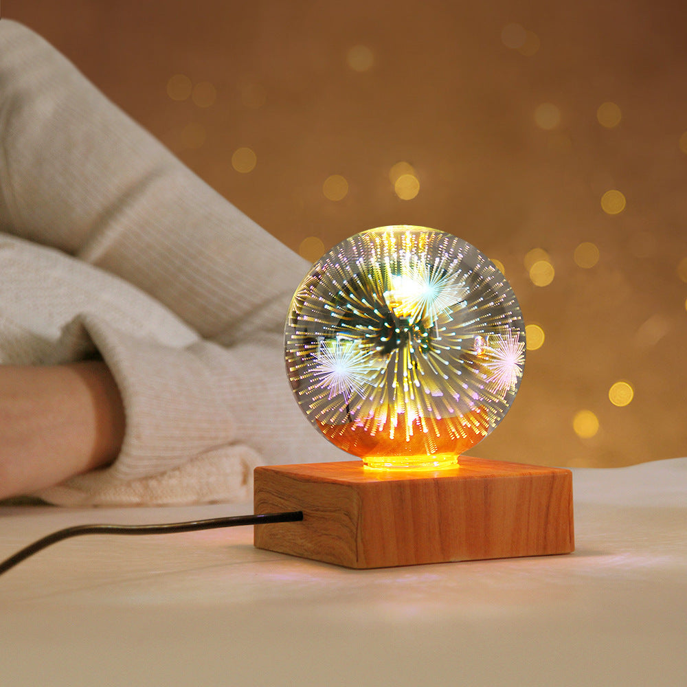 USB 3D Firework Crystals Ball Night Light  Plug In Romantic Star LED Night Light