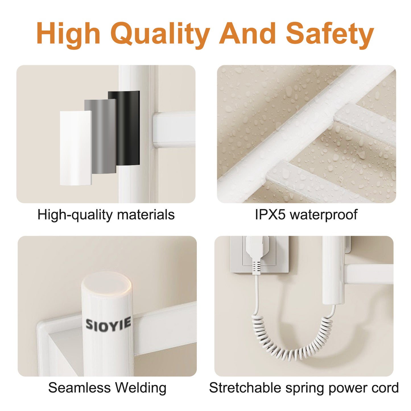 Towel Warmer Bathroom Wall Mounted 6 Bars Electric Towel Drying