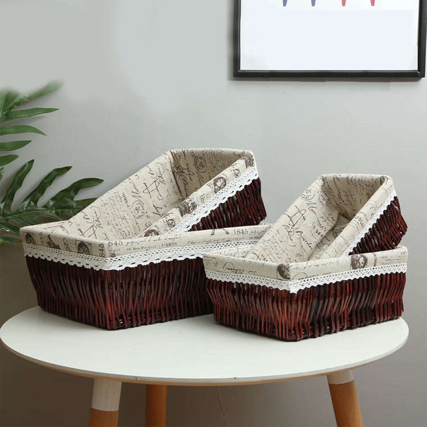 Willow And Rattan Kitchen Organize Storage Baskets