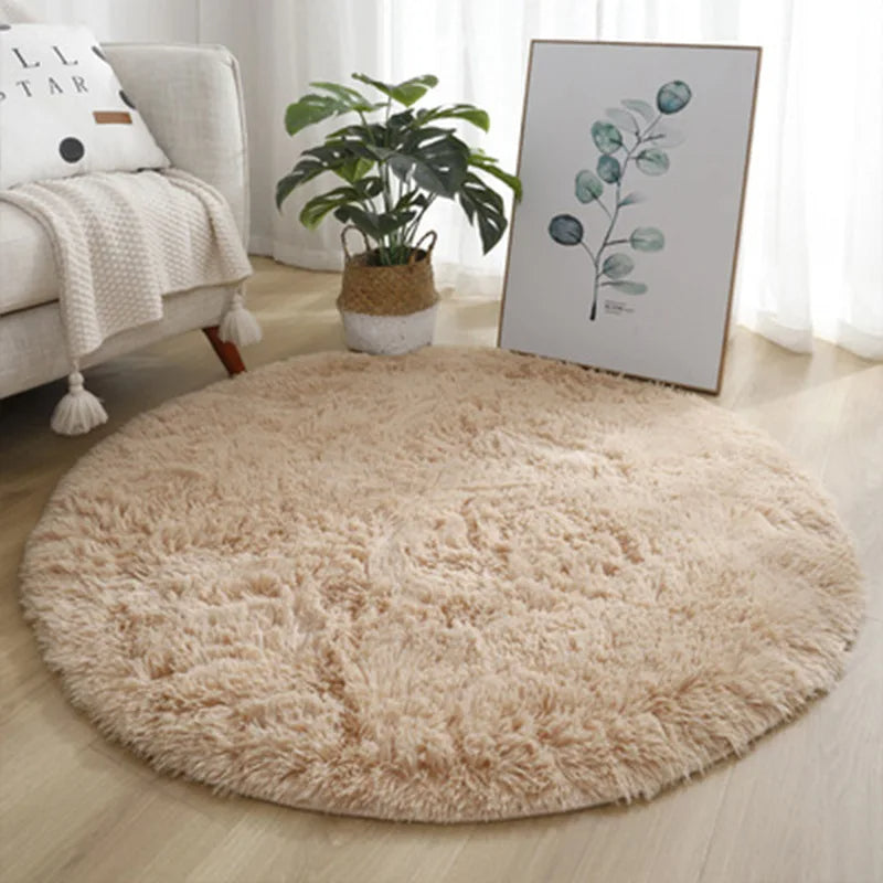Super Soft Plush Round Rug Mat Fluffy White Carpets