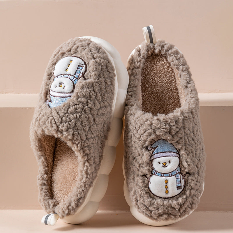 Cute Snowman Slippers Winter Indoor Household Warm Plush