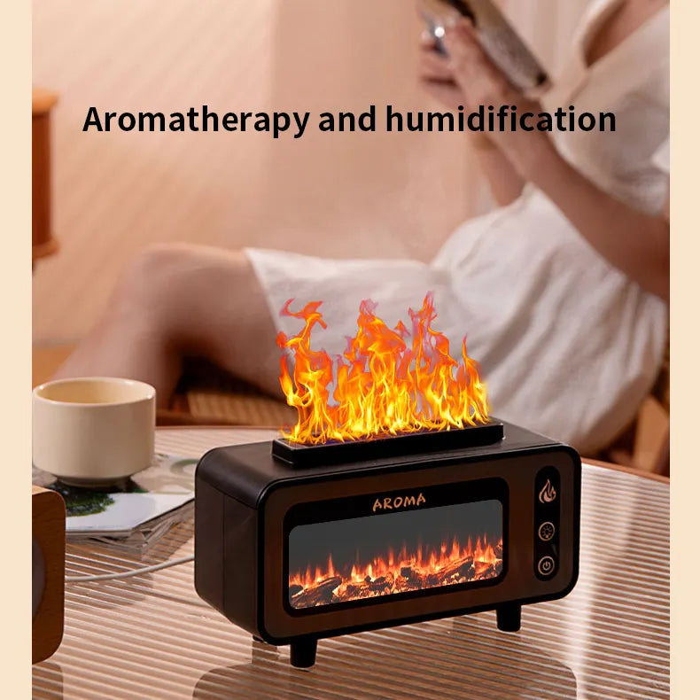 New Design Ultrasonic Flame Humidifier 200ml Simulated Fireplace