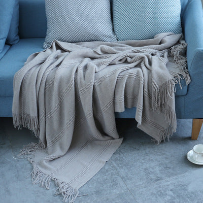 ﻿Knitted Sofa Air Conditioner Bedding Blanket Plain Color