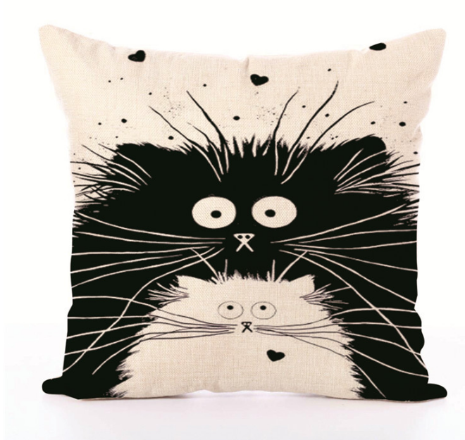 Black & White Cat Pillow Cases