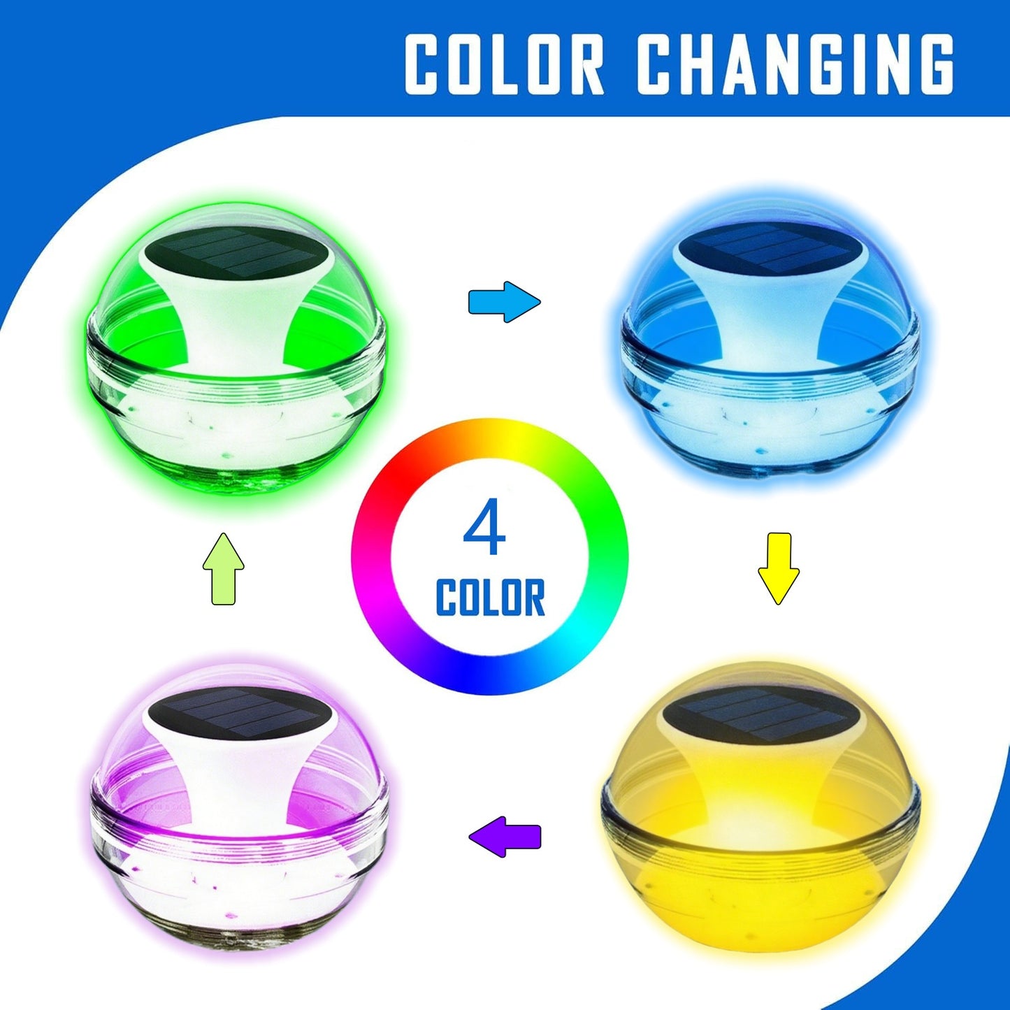 Solar Pool Lights, LED Outdoor IPX7 Waterproof Pond Lights