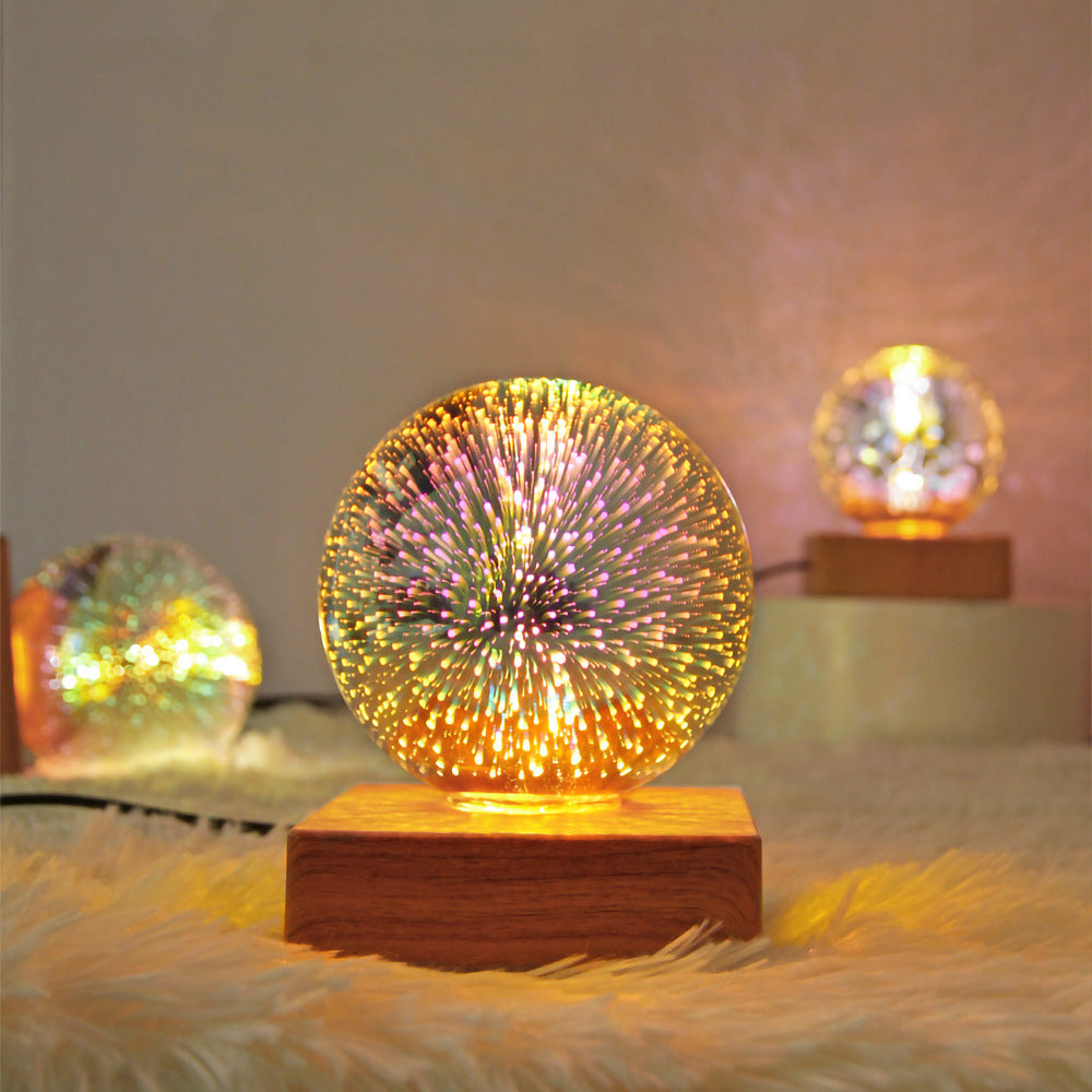 USB 3D Firework Crystals Ball Night Light  Plug In Romantic Star LED Night Light