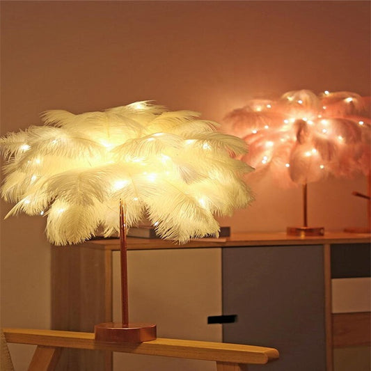 Feather Lamp Nordic Desk Lamp European-Style Bedroom Bedside