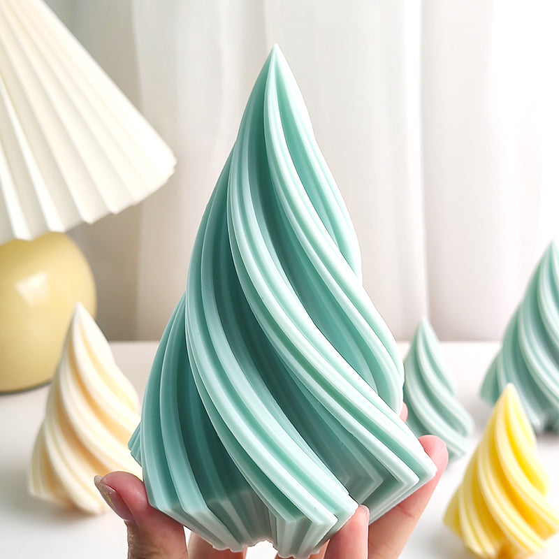 Large Rotary Cone Candle Mold DIY Christmas Tree Geometric Striped Soap