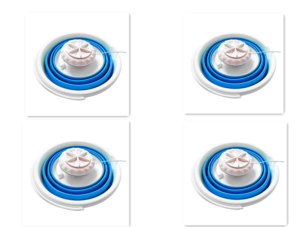 Folding bucket turbine washing machine