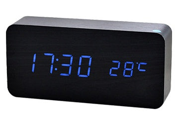 Creative wood clock calendar LED alarm clock