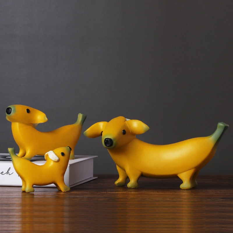 Creative Resin Banana Puppy Porch Home Living Room Decoration Crafts