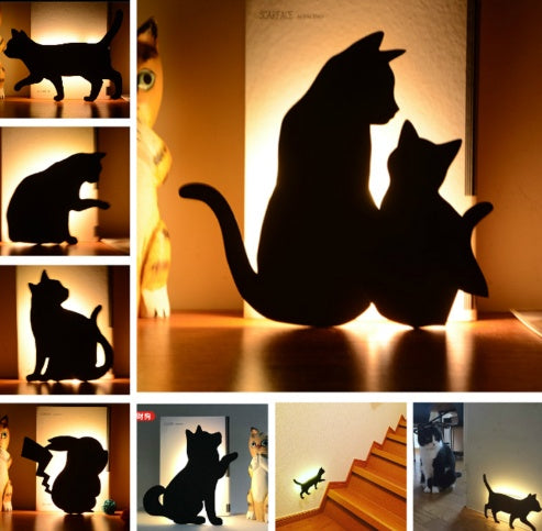 LED Animal Dog Cat Shape Night Light Sensor Control Smart Sound