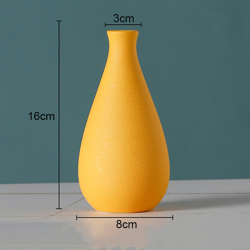 Simple Solid Color Ceramic Vases European Flower Arrangement Plant Pots