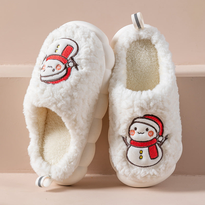 Cute Snowman Slippers Winter Indoor Household Warm Plush