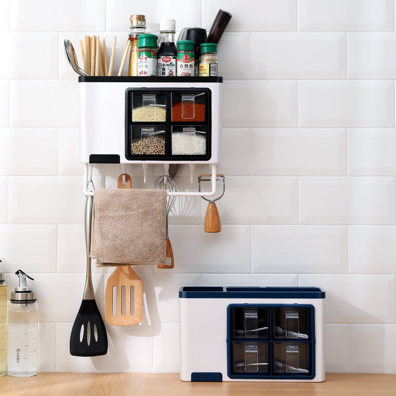 Multifunctional Kitchen Spice Box Wall-mounted Household Free Punching
