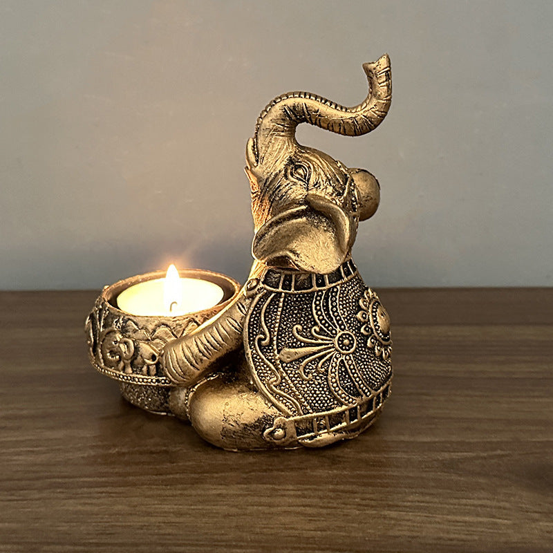 Animal Elephant Resin Candlestick Dining Table Study