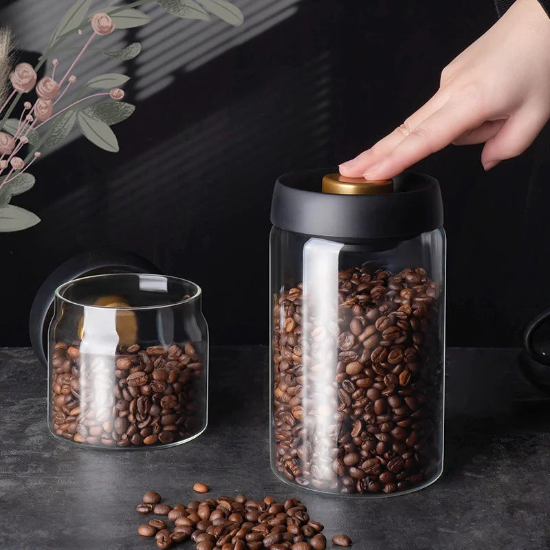 Vacuum Sealed Jug Set Black Coffee Beans Glass Kitchen Gadgets