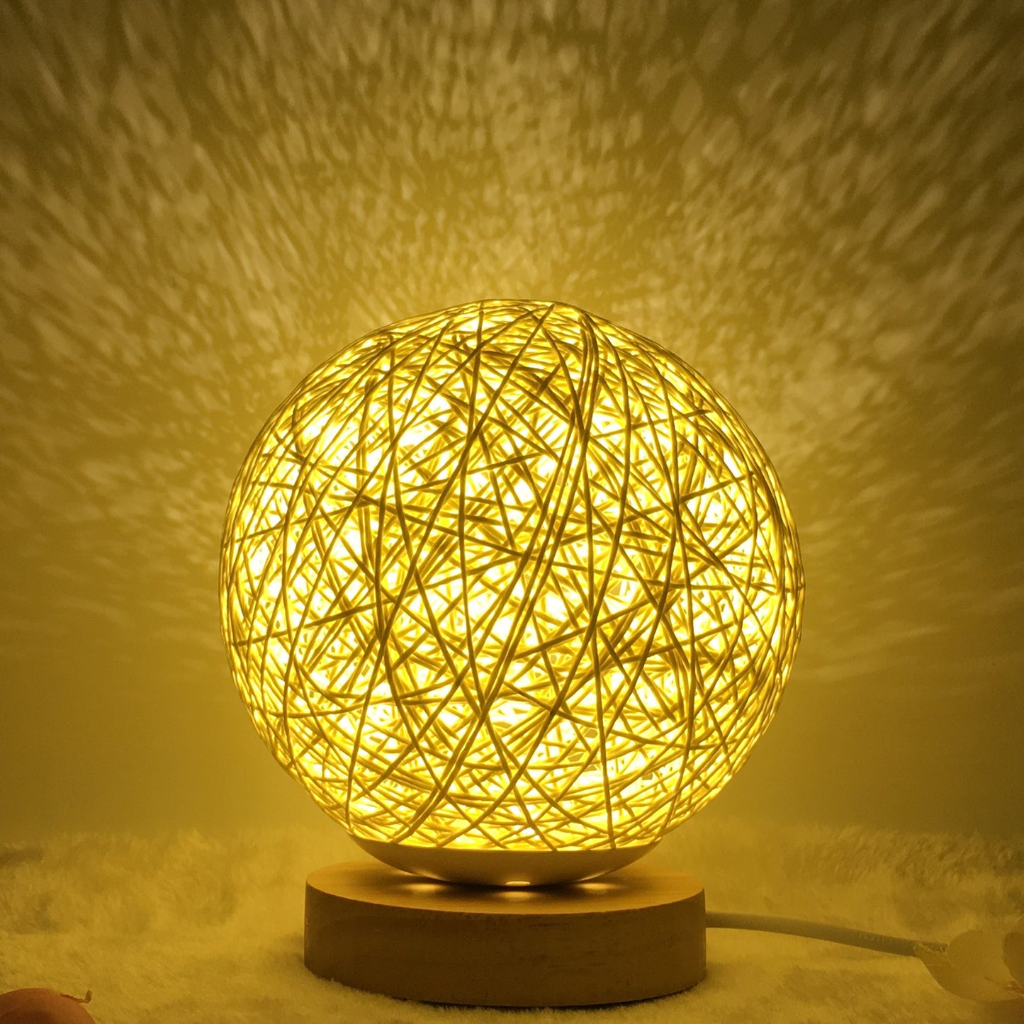 Creative Linen Table Lamp Rattan Ball Lamp