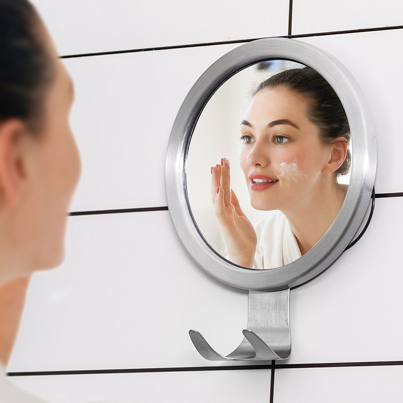 Bathroom Suction Cup Anti Fog  Aluminum Alloy Hook Round Mirror