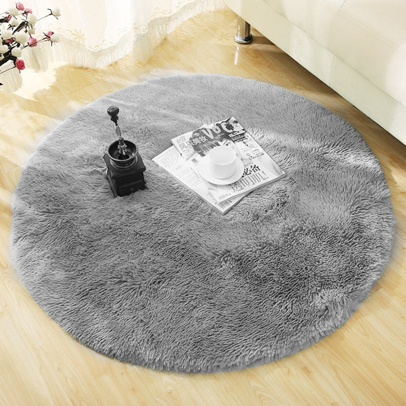 Fluffy Round Rug Carpets For Living Room Decor Faux Fur Carpet