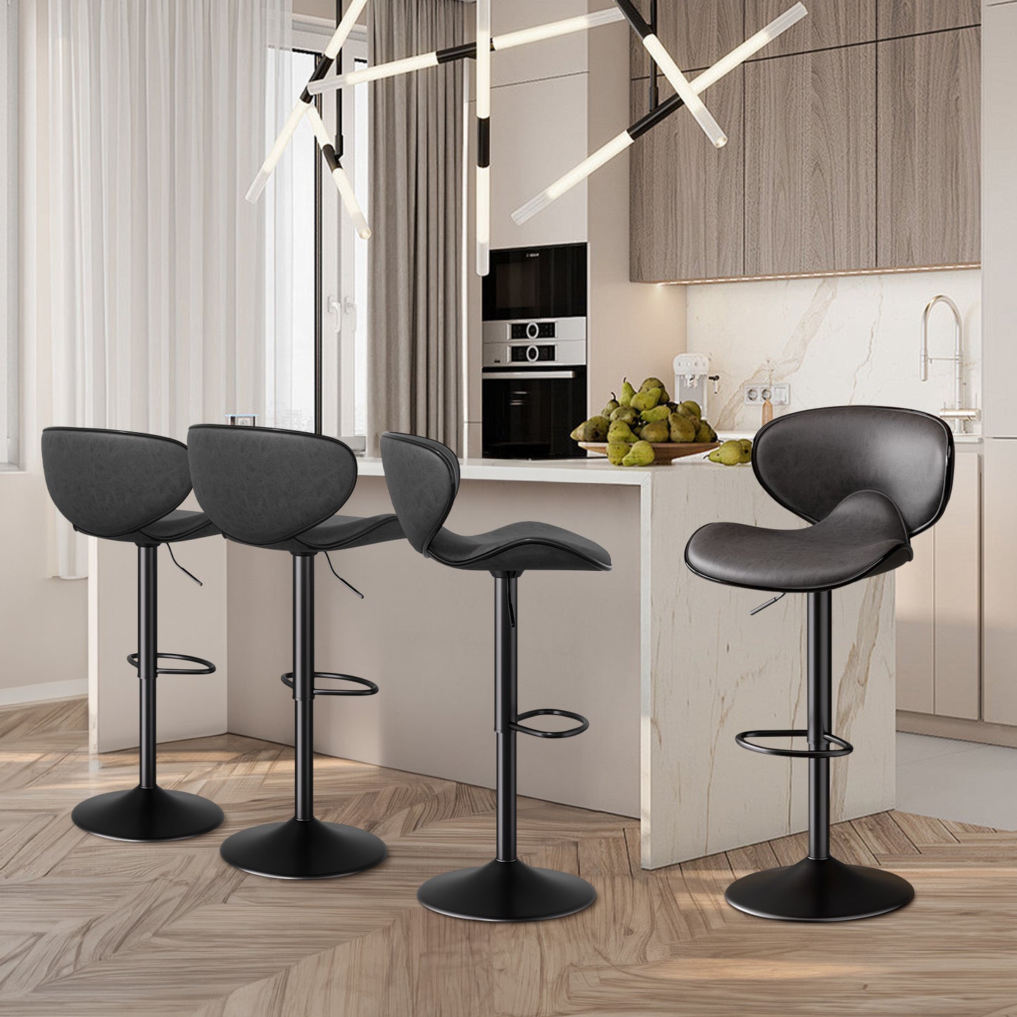 Nalupatio Modern Ergonomic Adjustable Bar Stools