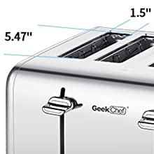 Toaster Stainless Steel Extra-Wide Slot Toaster With Dual Control Panels