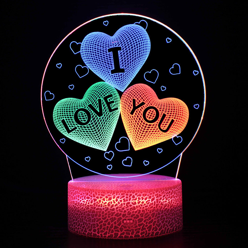 3 Acrylic Plates 3D Night Lights Touch Control Colorful LED Lamp