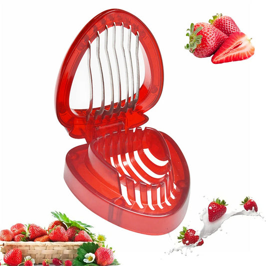 Red Strawberry Slicer Plastic Fruit Carving Tools Salad Cutter