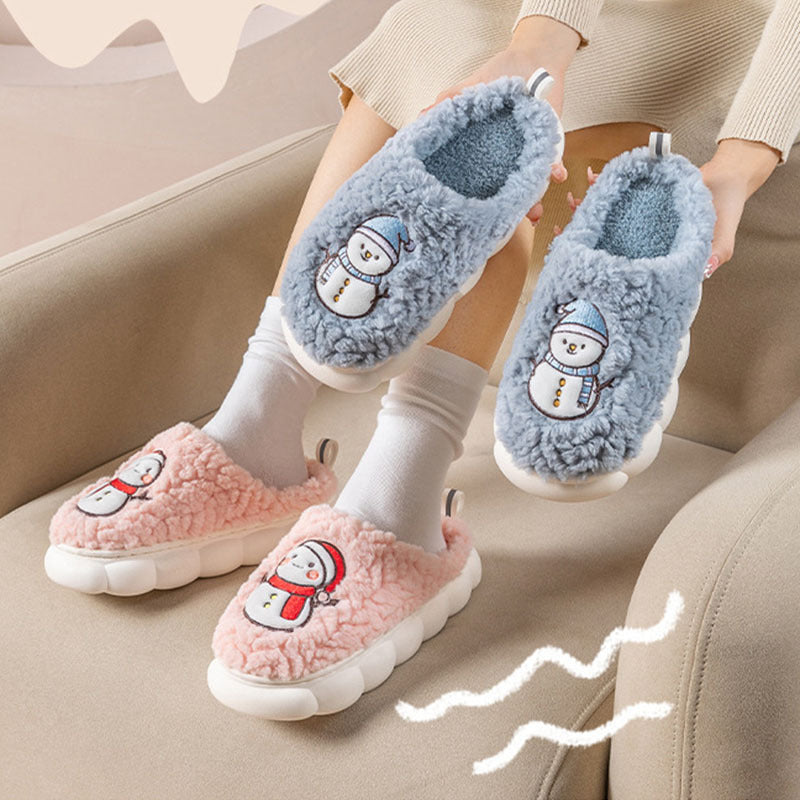 Cute Snowman Slippers Winter Indoor Household Warm Plush