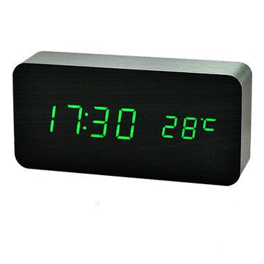 Creative wood clock calendar LED alarm clock