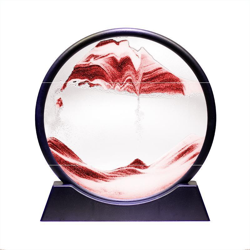 3D Landscape Quicksand Painting Round Glass Crafts