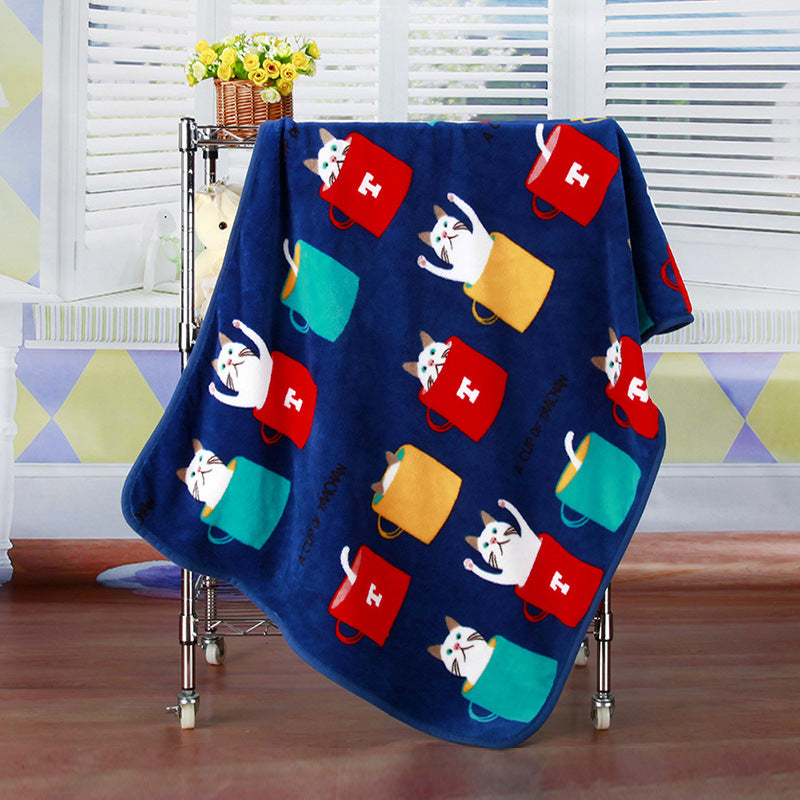 ﻿Coral fleece flannel baby blanket cartoon car office knee car inner blanket