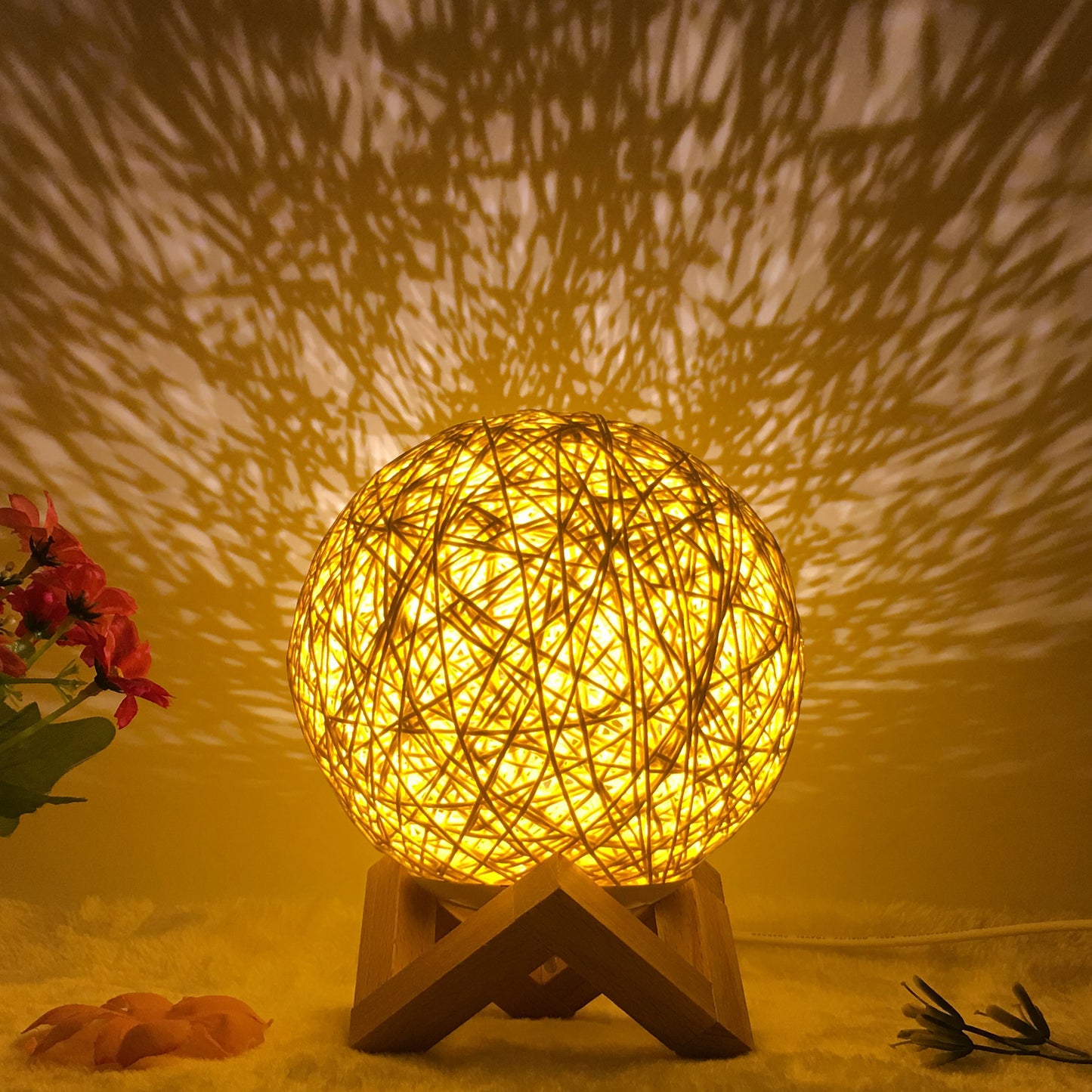 Creative Linen Table Lamp Rattan Ball Lamp