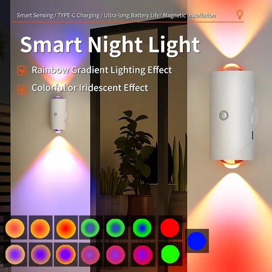 RGB Gradient LED Night Light With Motion Sensor Wall Lamp