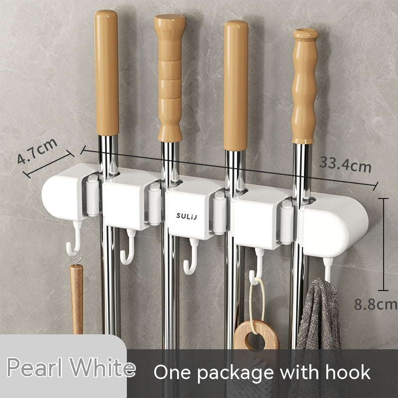 Mop Clip Hook Wall Hanging Free Punch Mop Rack