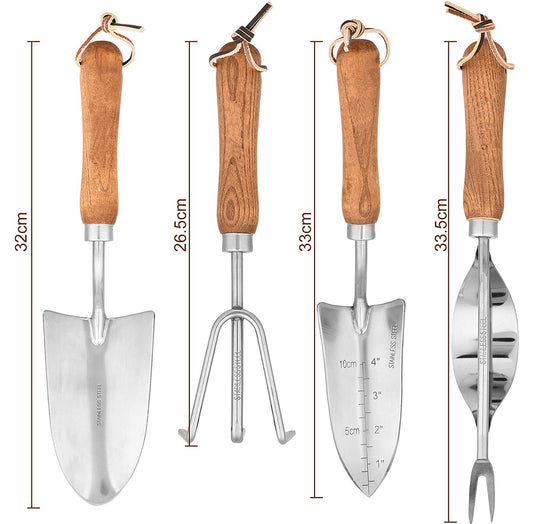 Garden Tools Stainless Steel Tools With Wooden Handle 4-piece Set